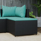 Moderne tuinpoefs met poly rattan voor stijlvol ontspannen - Zwart en blauw / 1 - Tuinpoefs