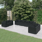 Moderne Tuinset met comfortabele zitkussen en stevige afmetingen - Zwart / 6x hoek + 2x midden - Tuinsets