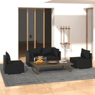 Moderne Tuinset met comfortabele zitkussen en stevige afmetingen - Zwart / 2x hoek + 2x midden - Tuinsets