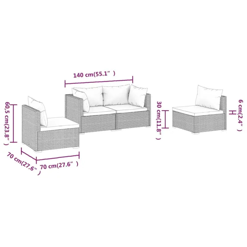 Moderne Tuinset met comfortabele zitkussen en stevige afmetingen - Tuinsets