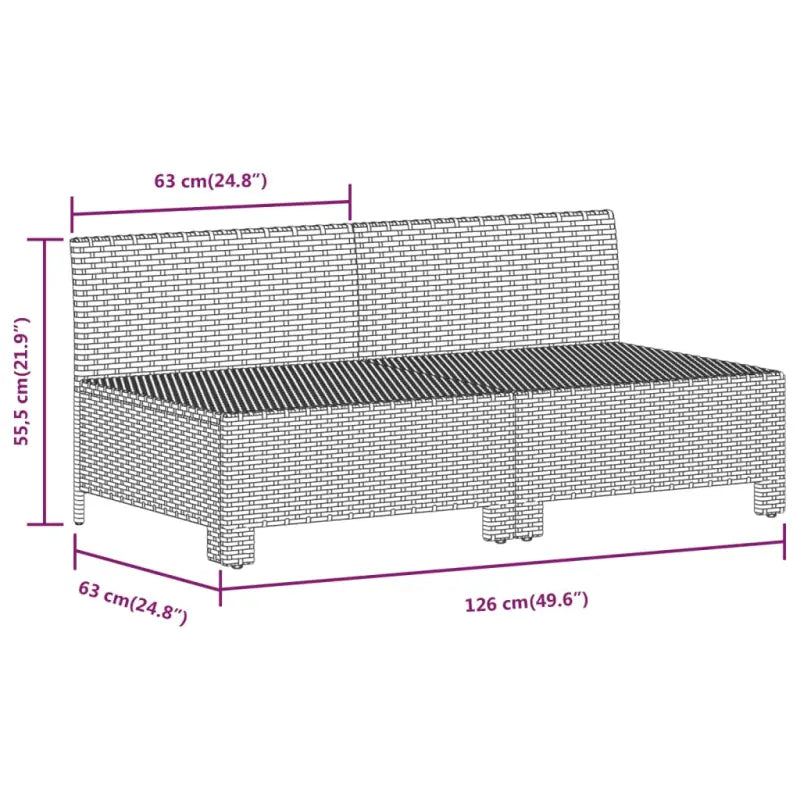 Moderne tuinset met poly rattan en armleuning links - 3x Fauteuil + hoek + 3x midden + voetensteun - Tuinsets