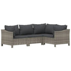 Moderne tuinset met poly rattan en armleuning links - 3x Fauteuil + hoek + 3x midden + voetensteun - Tuinsets