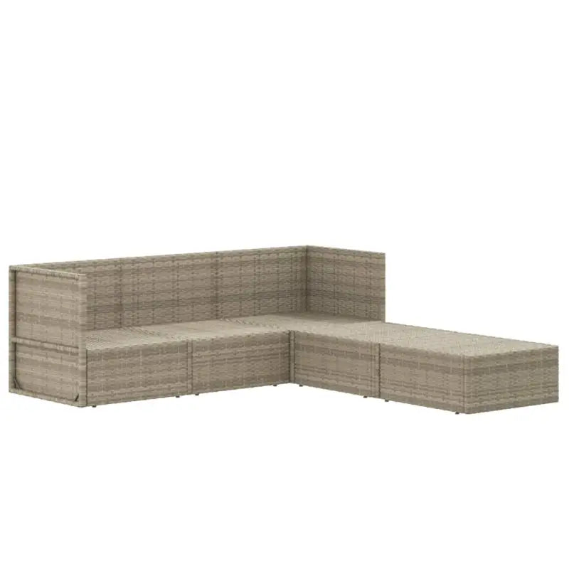 Moderne tuinset met poly rattan en comfortabele afmetingen zitting en rugkussen - 2x hoek + midden + 2x voetensteun