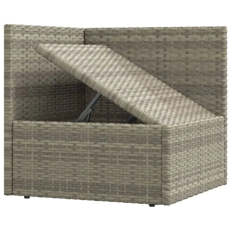 Moderne tuinset met poly rattan en comfortabele afmetingen zitting en rugkussen - 2x hoek + midden + 2x voetensteun