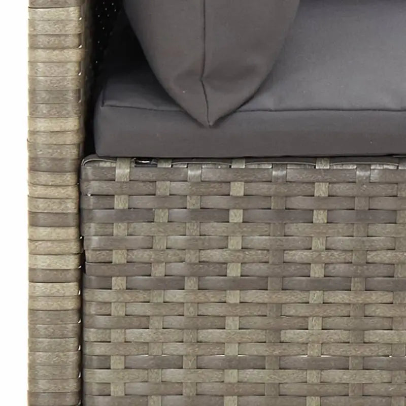 Moderne tuinset met poly rattan en comfortabele afmetingen zitting en rugkussen - 2x hoek + midden + 2x voetensteun