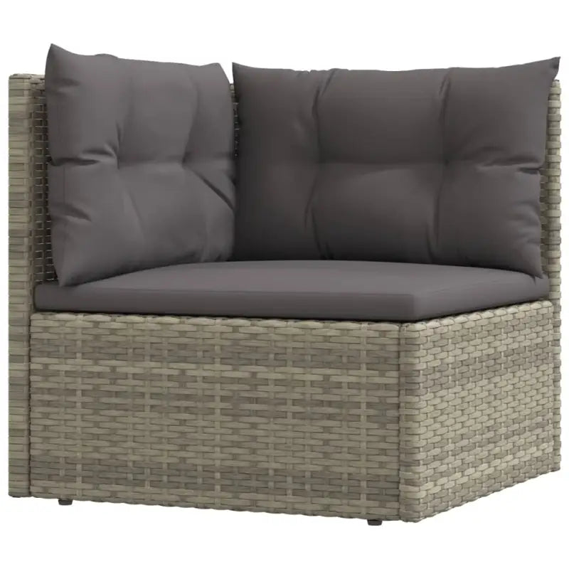 Moderne tuinset met poly rattan en comfortabele afmetingen zitting en rugkussen - 2x hoek + midden + 2x voetensteun