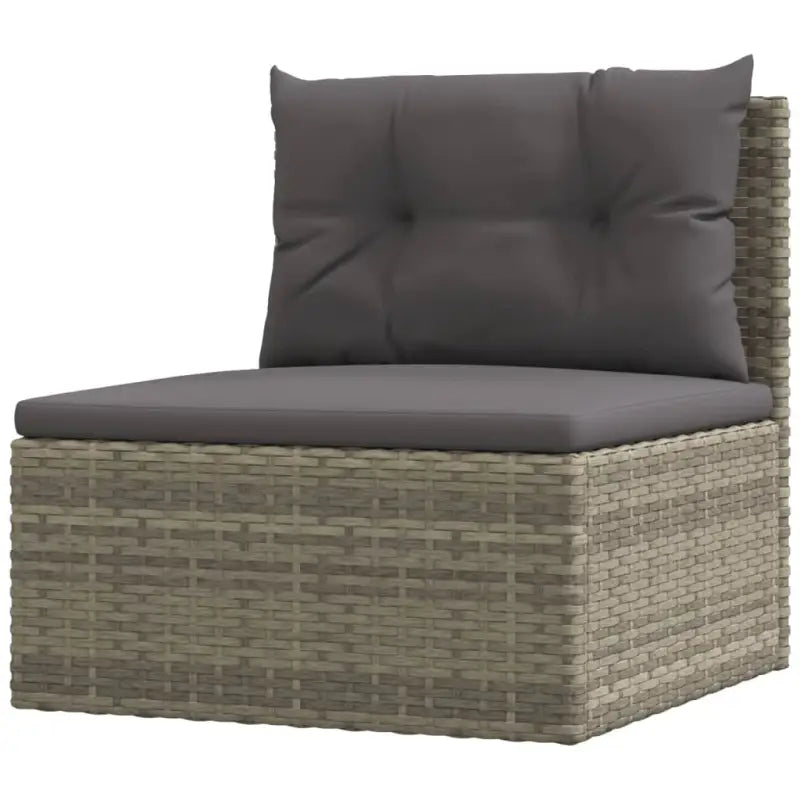 Moderne tuinset met poly rattan en comfortabele afmetingen zitting en rugkussen - 2x hoek + midden + 2x voetensteun