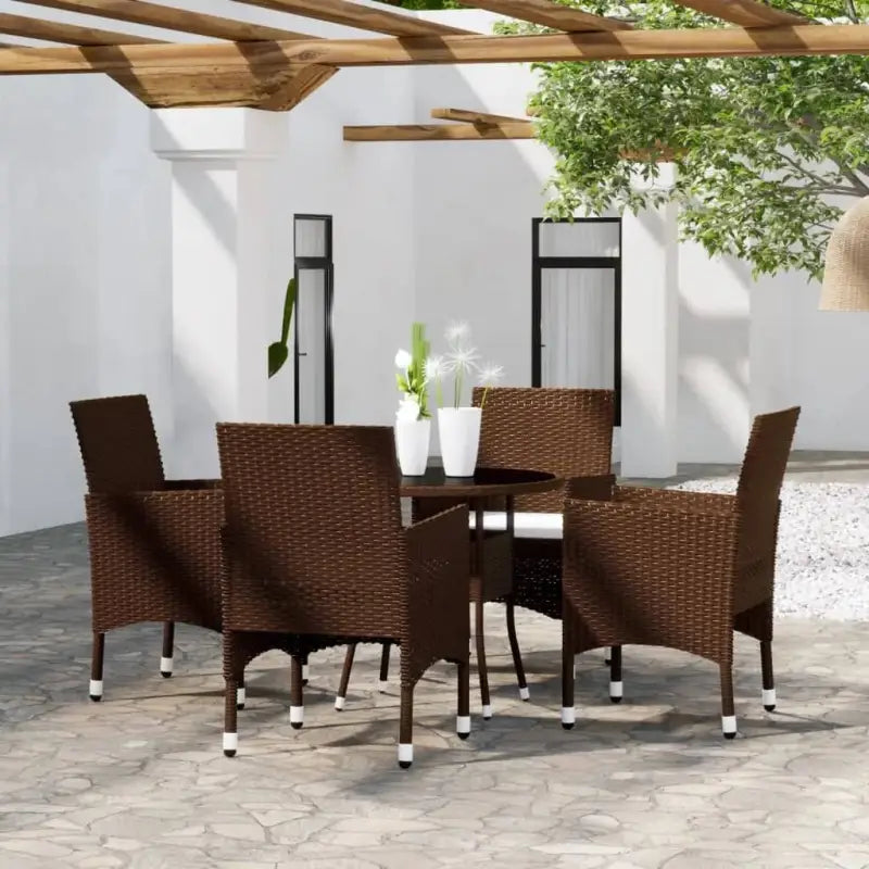 Moderne tuinset met poly rattan en gehard glas voor duurzaamheid - Bruin / Ø 80 cm table - Tuinsets
