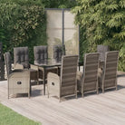 Moderne tuinset met poly rattan en gehard glas voor eenvoudig schoonmaken - Grijs / 200 cm tafellengte / 6x stoel + 2x