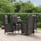 Moderne tuinset met poly rattan en gehard glas voor eenvoudig schoonmaken - Zwart / 80 cm tafellengte / 2x stoel + 2x