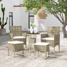 Moderne tuinset met poly rattan en gehard glas voor elke buitenruimte - Beige - Tuinsets