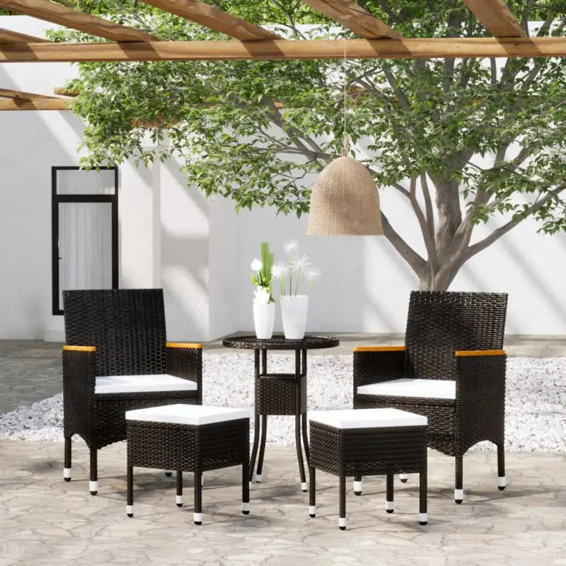 Moderne tuinset met poly rattan en gehard glas voor elke plek - Zwart - Tuinsets