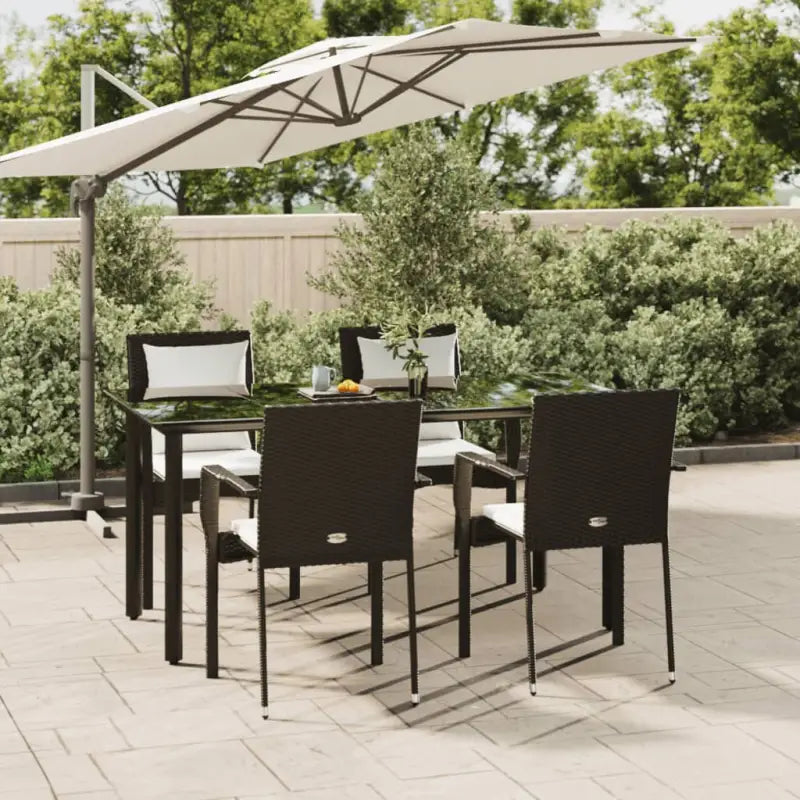 Moderne tuinset met poly rattan en gepoedercoat staal eenvoudig schoon - Zwart / 160 cm tafellengte - Tuinsets