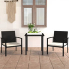 Moderne tuinset met poly rattan en gepoedercoat staal - Zwart - Tuinsets