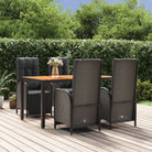 Moderne tuinset met poly rattan en massief acaciahout voor buitengebruik - Tuinsets