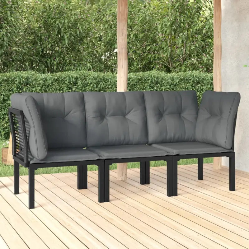 Moderne tuinset met poly rattan en zwart materiaal - Tuinsets