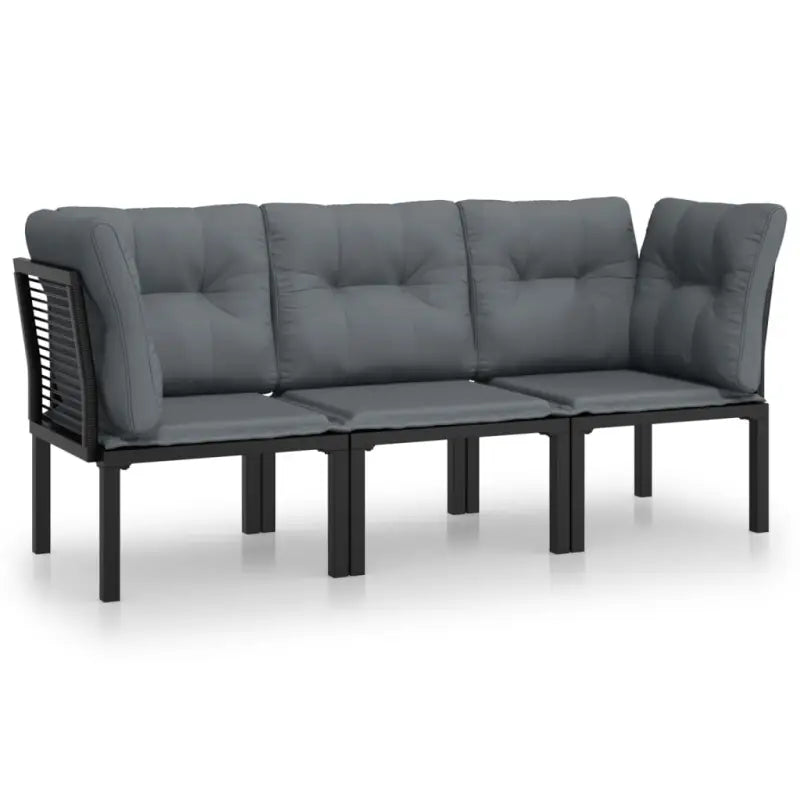 Moderne tuinset met poly rattan en zwart materiaal - Tuinsets