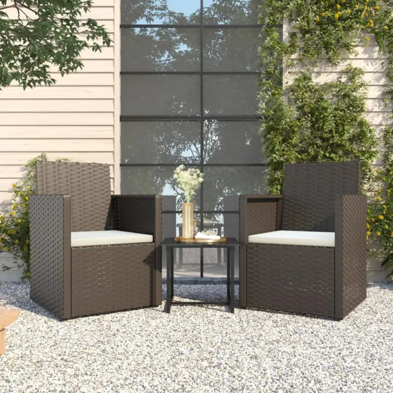 Moderne tuinset met poly rattan voor dineren en ontspannen - Zwart / 3 / Zonder rugkussen - Tuinsets