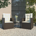 Moderne tuinset met poly rattan voor dineren en ontspannen - Zwart / 3 / Met rugkussen - Tuinsets