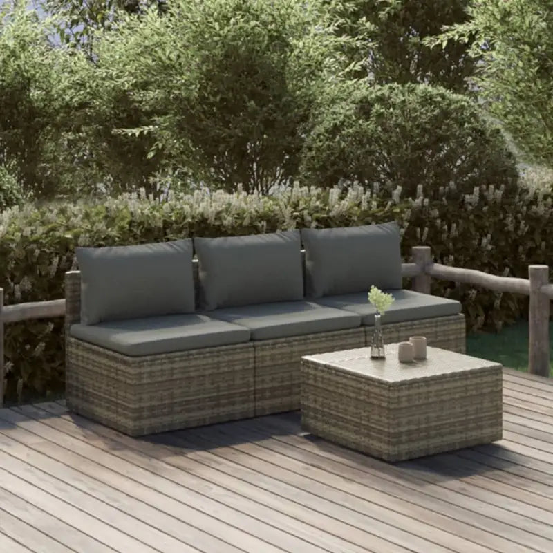 Moderne tuinset met waterdichte zak en comfortabele afmetingen kussen - 3x midden + Tafel - Tuinsets