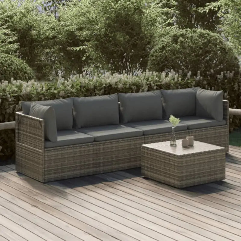 Moderne tuinset met waterdichte zak en comfortabele afmetingen kussen - 2x hoek + 2x midden + Tafel - Tuinsets