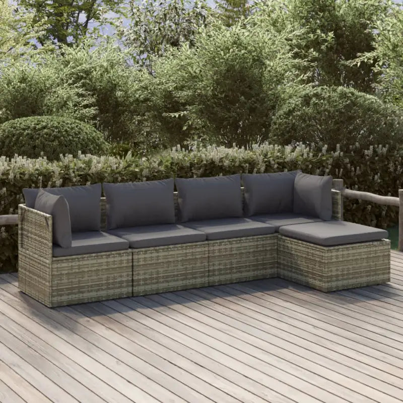 Moderne tuinset met waterdichte zak en comfortabele afmetingen kussen - 2x hoek + 2x midden + Tafel - Tuinsets