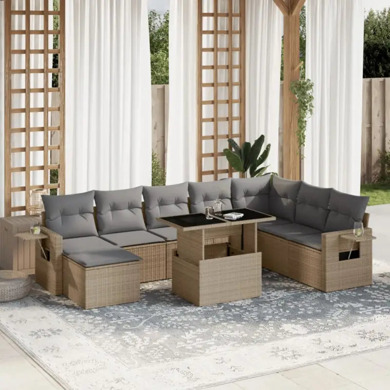 Moderne tuinset met zwart materiaal en gepoedercoat staal afmetingen - Beige en grijs / zonder opbergruimte - Tuinsets