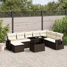 Moderne tuinset met zwart materiaal en gepoedercoat staal afmetingen - Bruin en crème / zonder opbergruimte - Tuinsets