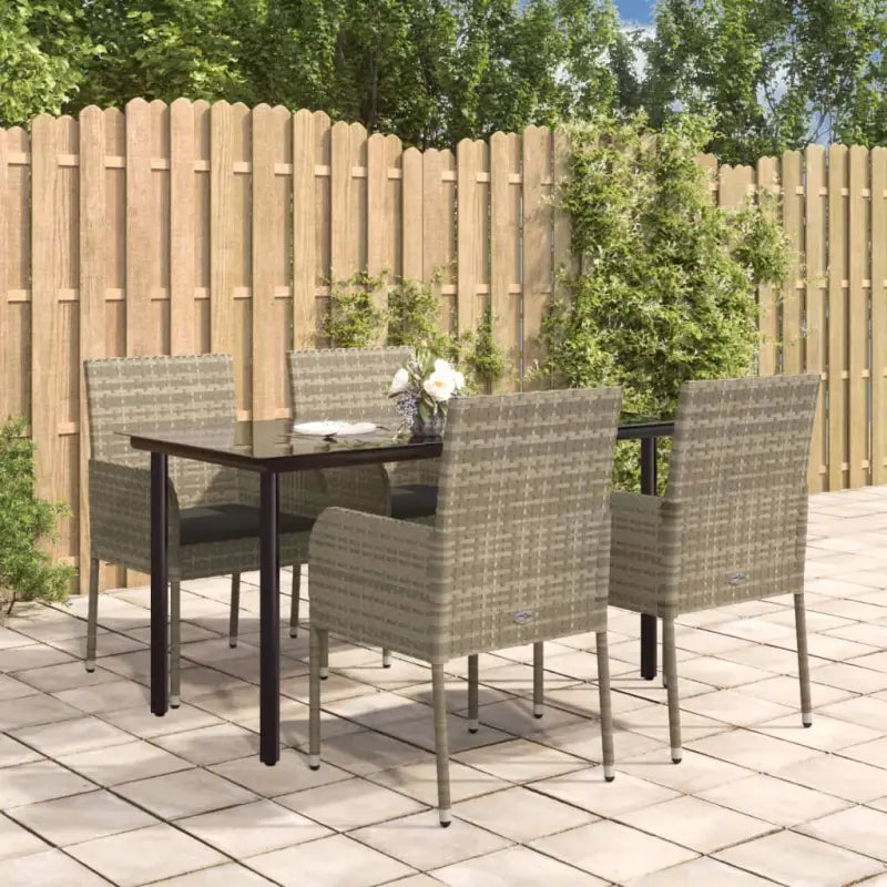 Moderne tuinset van poly rattan en gepoedercoat staal eenvoudig schoon - Grijs / 140 cm tafellengte - Tuinsets