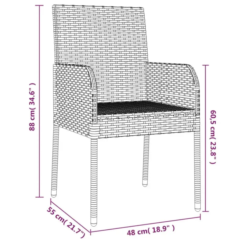 Moderne tuinset van poly rattan en gepoedercoat staal eenvoudig schoon - Tuinsets