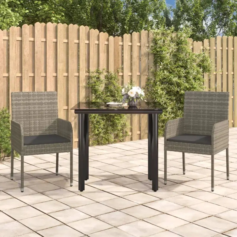 Moderne tuinset van poly rattan en gepoedercoat staal eenvoudig schoon - Grijs / 80 cm tafellengte - Tuinsets