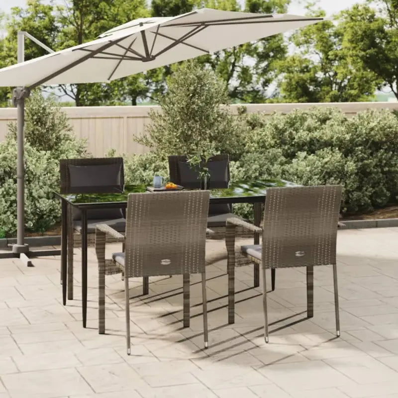 Moderne tuinset van poly rattan en gepoedercoat staal voor eenvoudig schoon maken - Grijs / 160 cm tafellengte