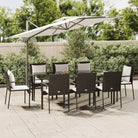 Moderne tuinset van poly rattan en gepoedercoat staal voor eenvoudig schoon maken - Zwart / 200 cm tafellengte