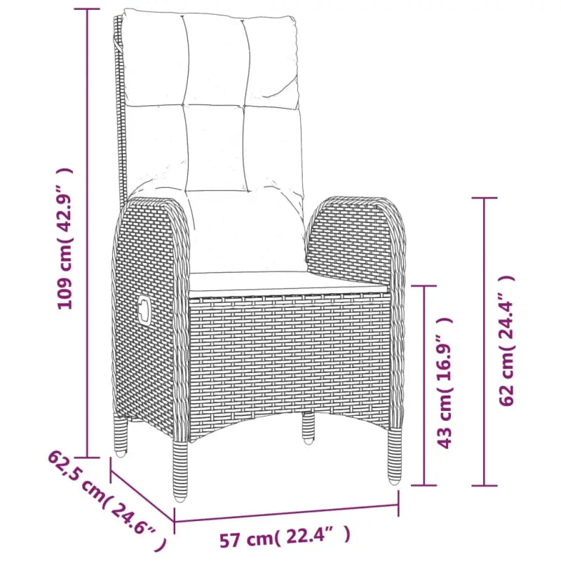 Moderne tuinset van poly rattan en massief acaciahout met gepoedercoat staal - Tuinsets