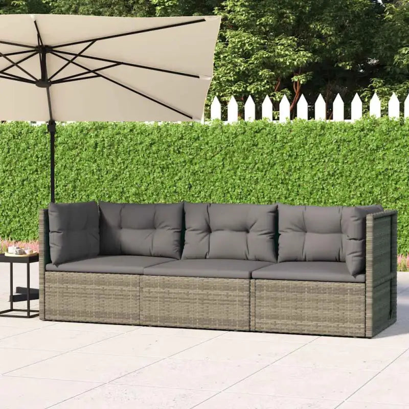 Moderne tuinset van poly rattan met comfortabele afmetingen zitting - Grijs / 2x hoek + midden - Tuinsets