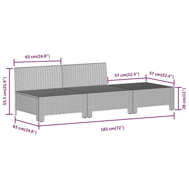 Moderne tuinset van poly rattan met comfortabele afmetingen zitting - Tuinsets