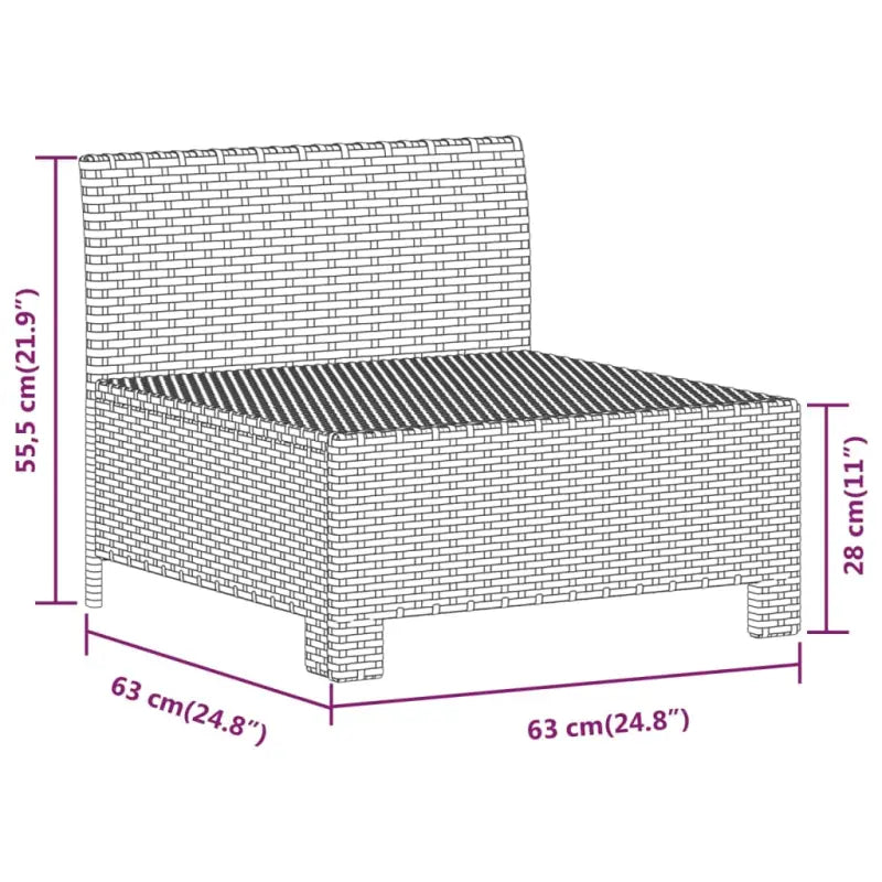 Moderne tuinset van poly rattan met comfortabele afmetingen zitting - Tuinsets