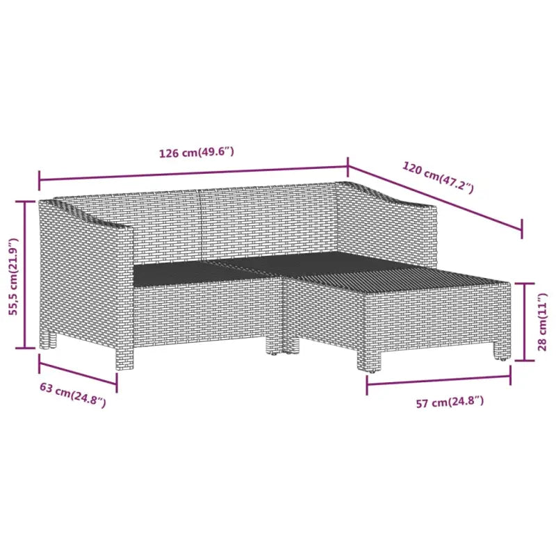Moderne tuinset van poly rattan met comfortabele zitkussens - Tuinsets
