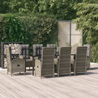 Moderne tuinset van poly rattan met gehard glas en eenvoudig schoon - Grijs / 200 cm tafellengte / 8x stoel + Tafel