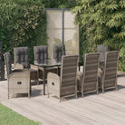 Moderne tuinset van poly rattan met gehard glas en eenvoudig schoon - Grijs / 200 cm tafellengte / 6x stoel + 2x