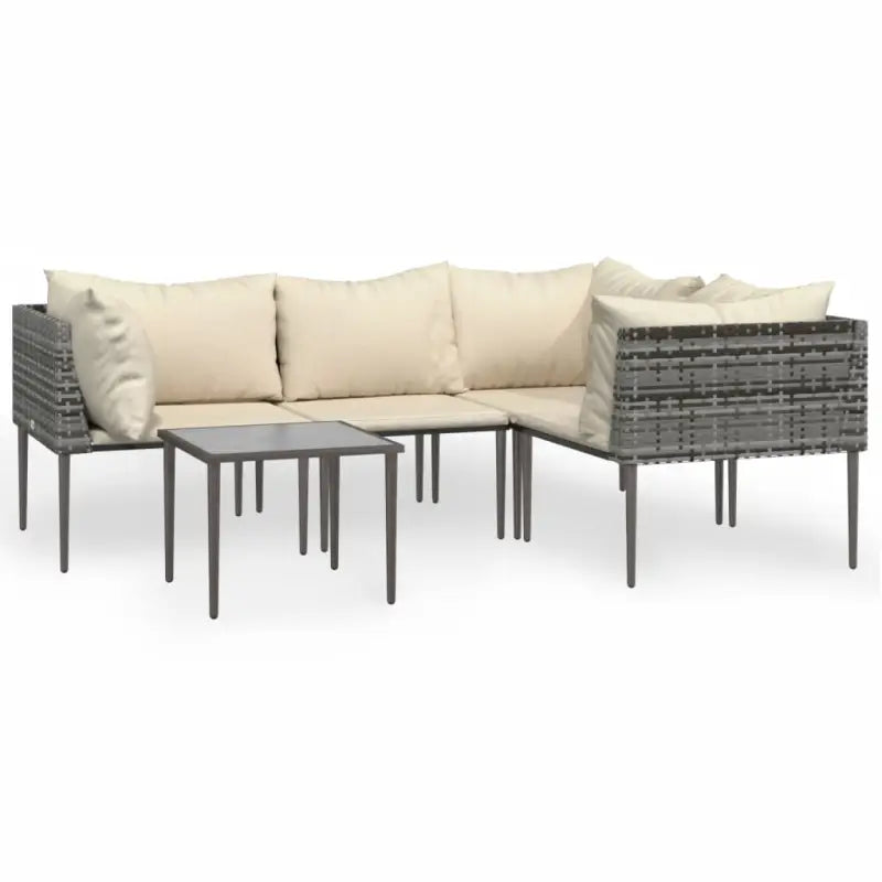 Moderne tuinset van poly rattan met grijs materiaal en staal afmetingen - Tuinsets