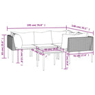 Moderne tuinset van poly rattan met grijs materiaal en staal afmetingen - Tuinsets