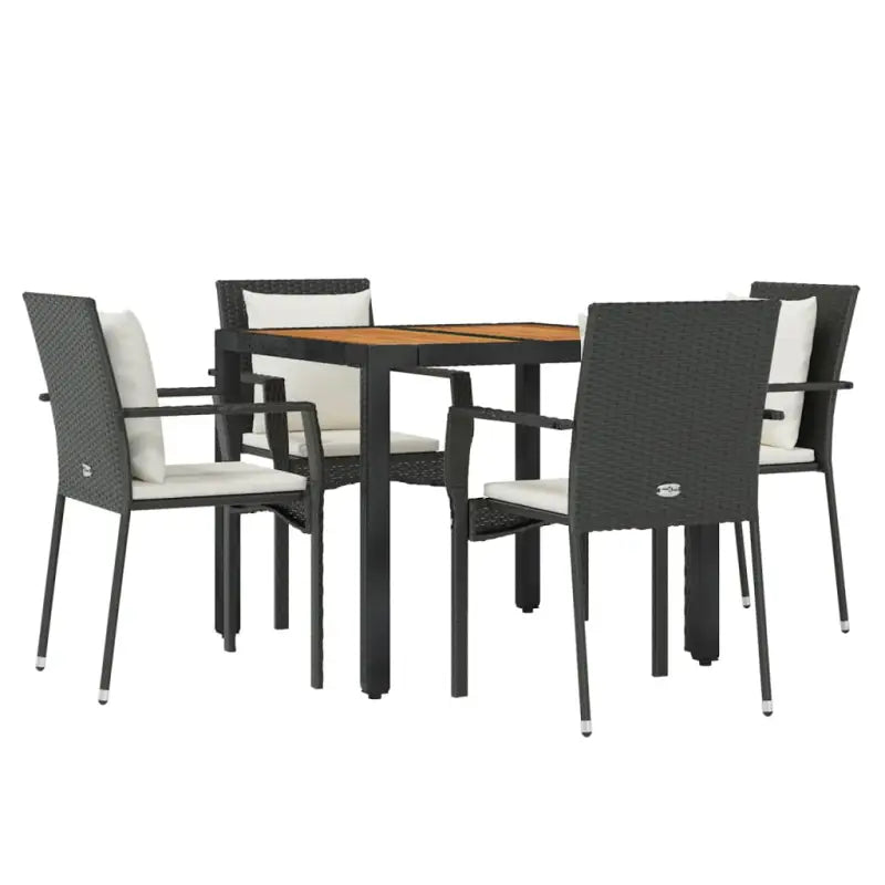 Moderne tuinset van poly rattan met massief acaciahout en gepoedercoat staal - Tuinsets