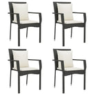 Moderne tuinset van poly rattan met massief acaciahout en gepoedercoat staal - Tuinsets