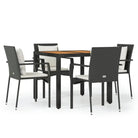 Moderne tuinset van poly rattan met massief acaciahout en gepoedercoat staal - Tuinsets