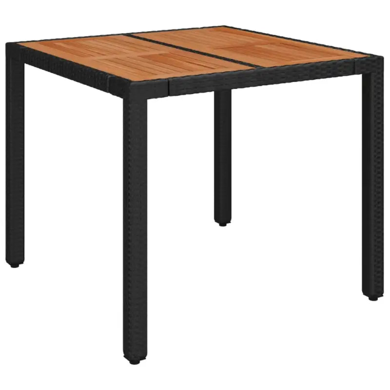 Moderne tuinset van poly rattan met massief acaciahout en gepoedercoat staal - Tuinsets