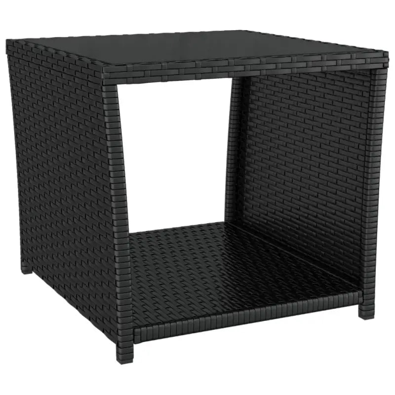 Moderne tuinset van poly rattan met zwart materiaal en gehard glas - Tuinsets