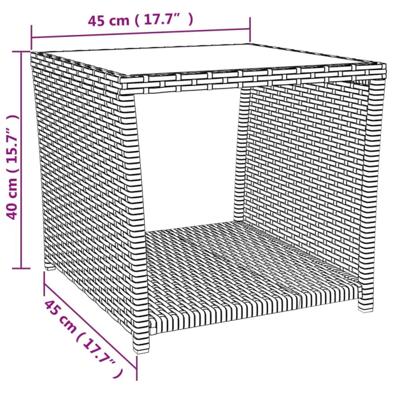 Moderne tuinset van poly rattan met zwart materiaal en gehard glas - Tuinsets