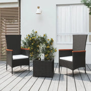 Moderne tuinset van poly rattan met zwart materiaal en gehard glas - Tuinsets