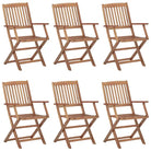 Moderne tuinstoelen set met massief acaciahout voor tuin of terras - 6 / Met armleuning - Tuinstoelen